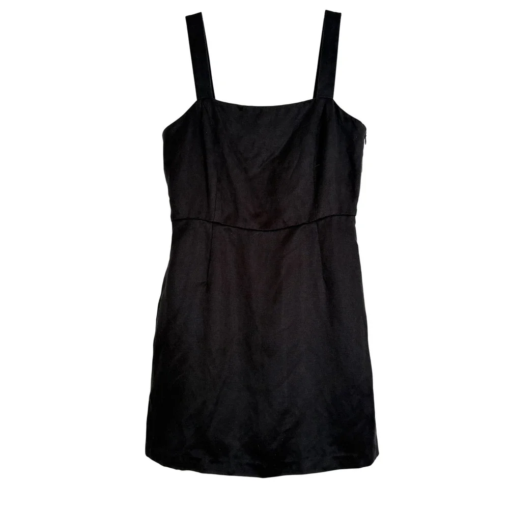Aritzia Wilfred Rosemond Black Square Neck Mini Dress A-Line with Pockets Size 4 - Picture 4 of 10